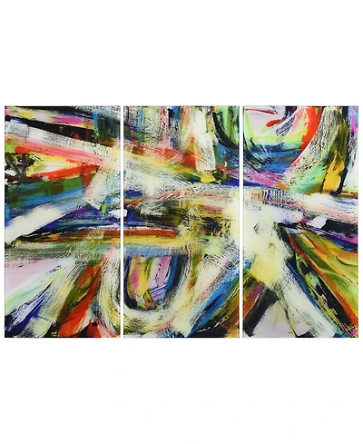 Empire Art Direct "Rock Star I Abc" Frameless Free Floating Tempered Glass Panel Graphic Wall Art Set of 3, 72" x 36" x 0.2" Each