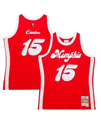 Men's Mitchell & Ness Vince Carter Red Memphis Grizzlies Hardwood Classics Retro Name and Number T-shirt