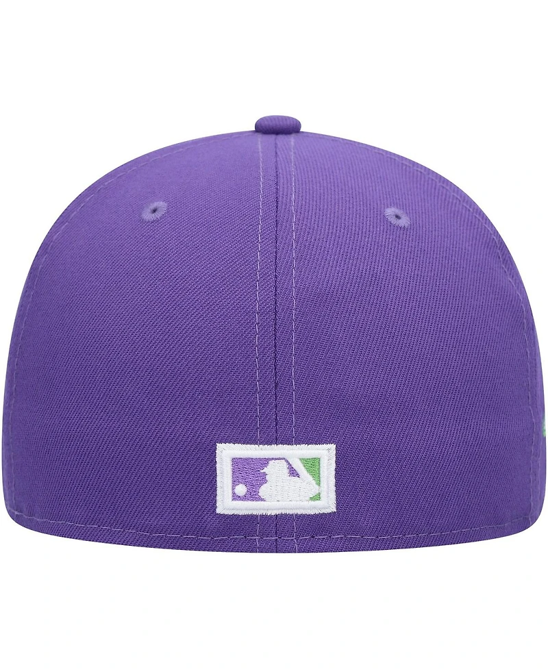 Men's New Era Purple California Angels Cooperstown Collection Lime Side Patch 59FIFTY Fitted Hat
