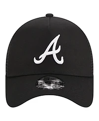 Men's New Era Black Atlanta Braves A-Frame 9FORTY Trucker Adjustable Hat
