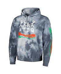 Men's Navy Distressed A Tribe Called Quest Washed Stick Figure Pullover Hoodie