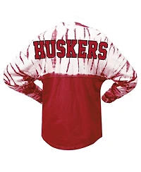 Women's Scarlet Nebraska Huskers Tie-Dye Long Sleeve Jersey T-shirt