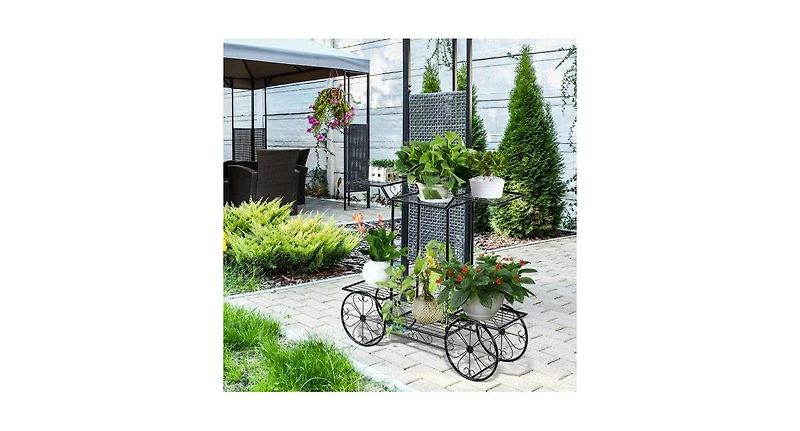 6-Tier Garden Cart Flower Rack Display Decor Pot Plant Holder