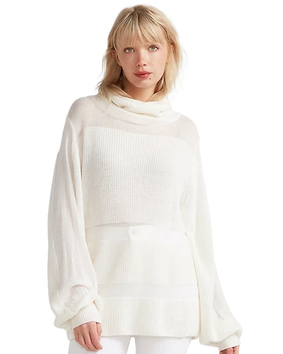 Belle & Bloom Women's Nevermind Sheer Panelled Knit Sweater