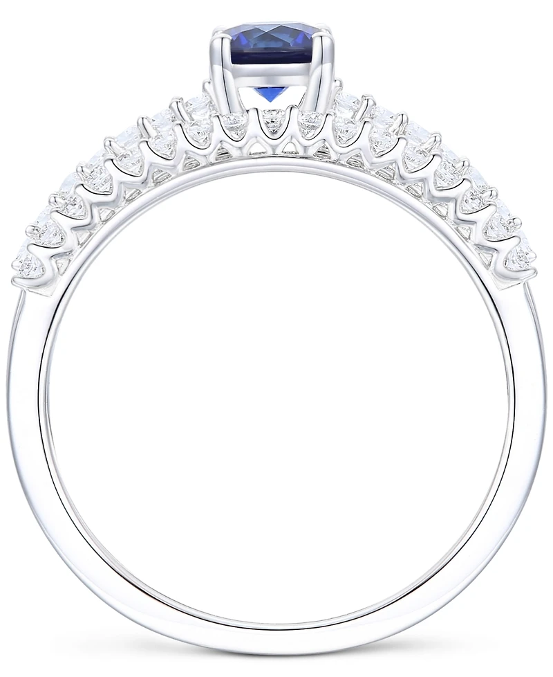 Lab-Grown Emerald (3/8 ct. t.w.) & White Sapphire Bridal Set 14k Gold-Plated Sterling Silver (Also Ruby Blue