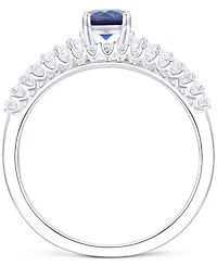 Lab-Grown Emerald (3/8 ct. t.w.) & White Sapphire Bridal Set 14k Gold-Plated Sterling Silver (Also Ruby Blue