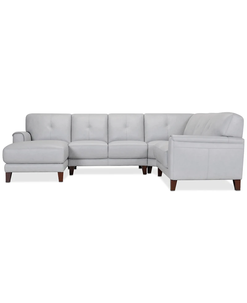 Closeout! Ashlinn 120" 4-Pc. Pastel Leather Sectional, Created for Macy's