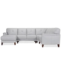 Closeout! Ashlinn 120" 4-Pc. Pastel Leather Sectional, Created for Macy's