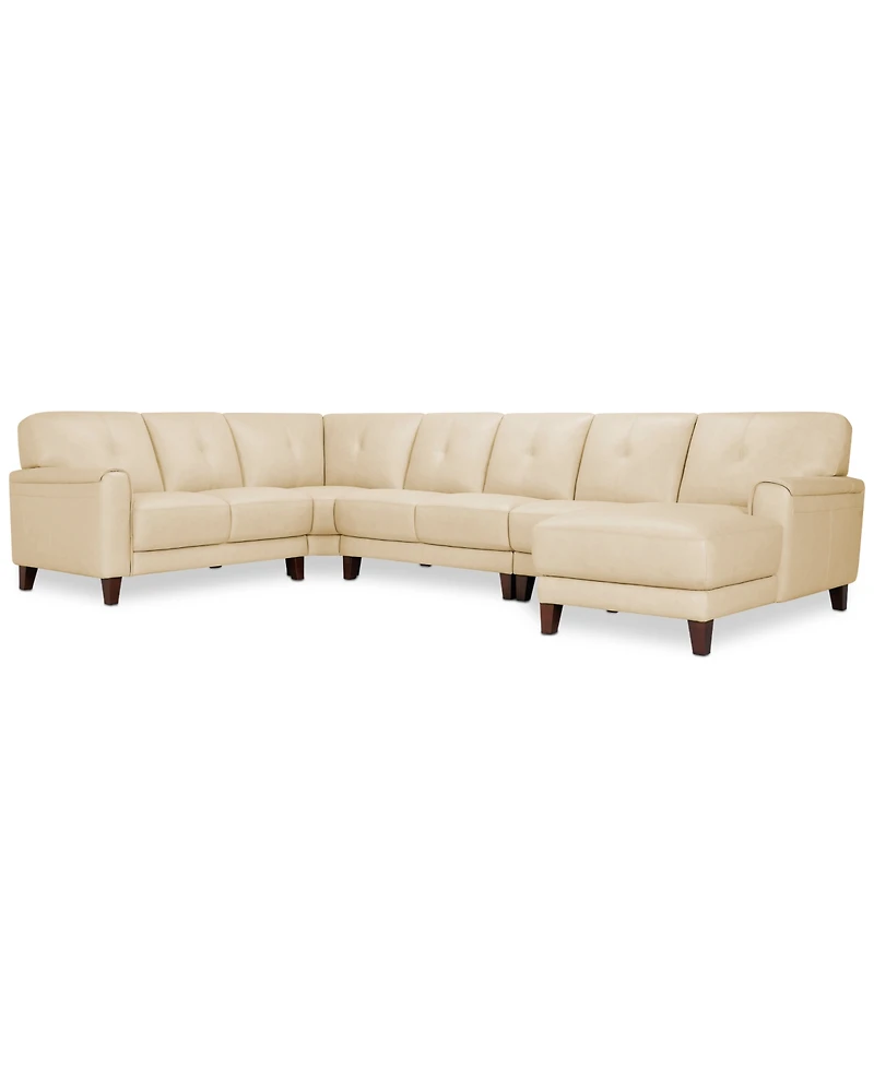 Closeout! Ashlinn 144" 5-Pc. Pastel Leather Sectional, Created for Macy's