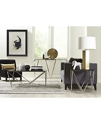 Aria 22" Smoked Glass and Polished Stainless Steel End Table