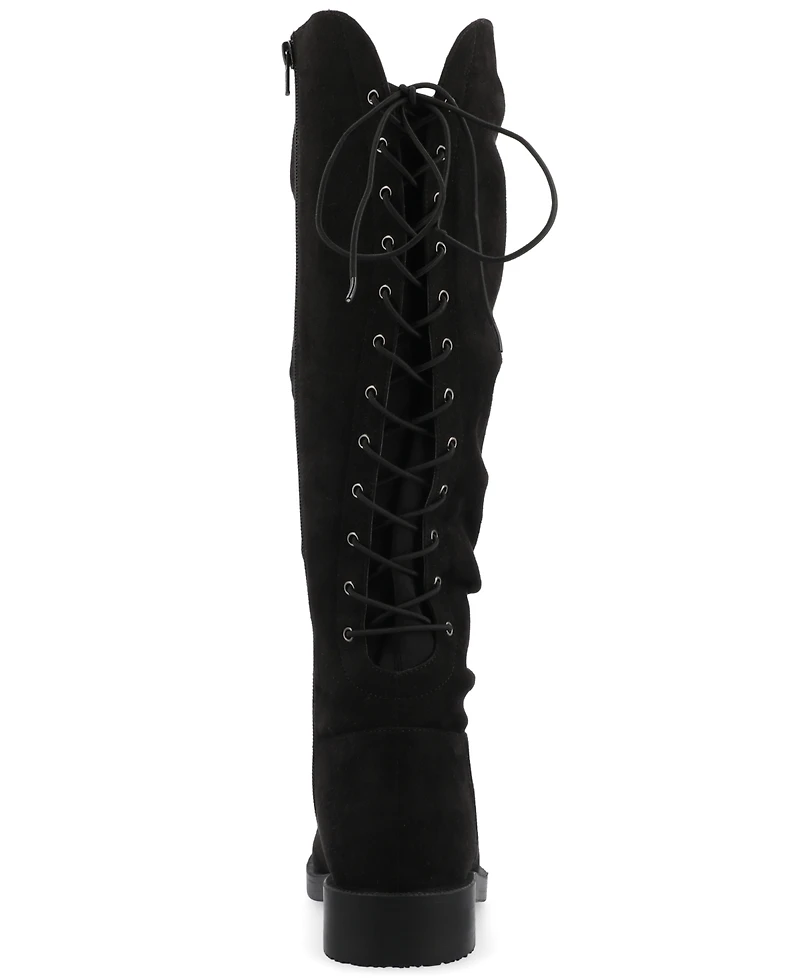 Journee Collection Women's Mirinda Rouched Stretch Knee High Boots