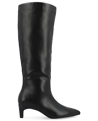 Journee Collection Women's Tullip Kitten Heel Pointed Toe Knee High Dress Boots