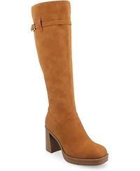 Journee Collection Women's Letice Wide Width Calf Square Toe Platform Knee High Boots