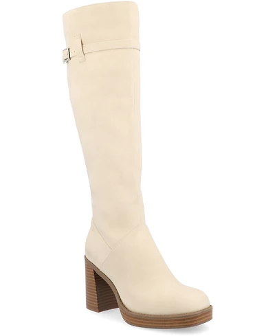 Journee Collection Women's Letice Wide Width Calf Square Toe Platform Knee High Boots