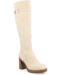 Journee Collection Women's Letice Wide Width Calf Square Toe Platform Knee High Boots