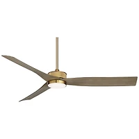 60" Montage Modern Outdoor Ceiling Fan with Dimmable Led Light Remote Control Warm Brass Brown Wood Blades Damp Rated for Patio Exterior House Home Po