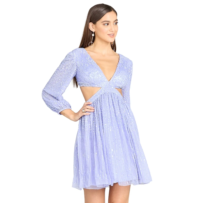 Lara Women's Long Sleeve Cut Out Dress with Lace Up Back