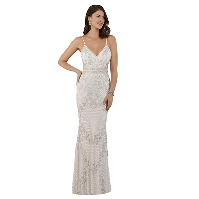 Lara Women's Spaghetti Strap Beaded Gown