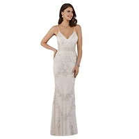 Lara Women's Spaghetti Strap Beaded Gown
