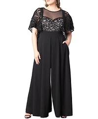 Kiyonna Plus Alluring Sequins Lace Formal Jumpsuit