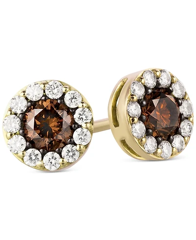 Le Vian Chocolatier Chocolate Diamond & Vanilla Diamond Halo Stud Earrings (3/4 ct. t.w.) in 14k Gold