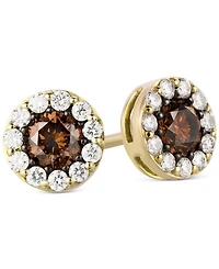 Le Vian Chocolatier Chocolate Diamond & Vanilla Diamond Halo Stud Earrings (3/4 ct. t.w.) in 14k Gold