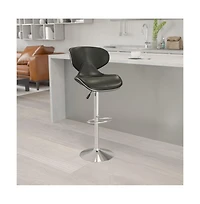 Contemporary Cozy Mid-Back Vinyl Adjustable Height Barstool