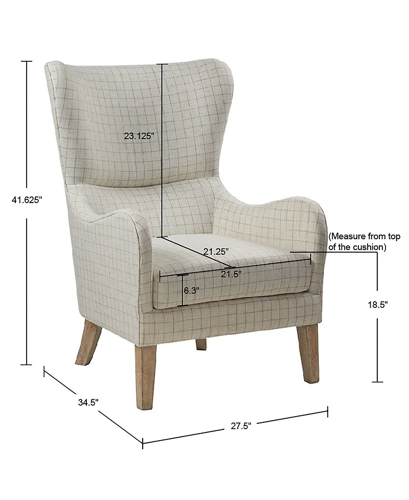 Madison Park Arianna Fabric Swoop Wing Chair