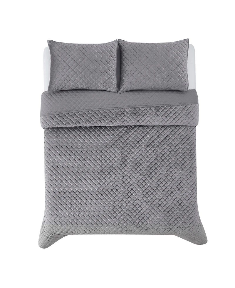 Royal Velvet Diamond 3 Piece Quilt Set, Full/Queen