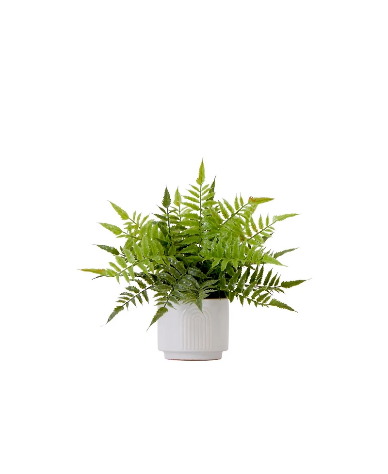 Nearly Natural 13" Artificial Boston Fern Plant with Decorative Planter
