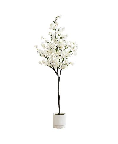 Nearly Natural 72" Artificial Cherry Blossom Tree with Decorative Planter