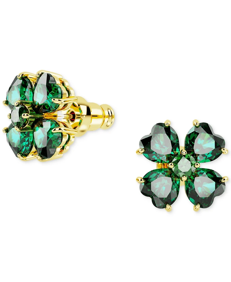Swarovski Gold-Tone Idyllia Green Crystal Stud Earrings