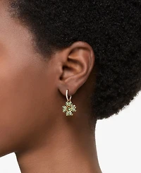 Swarovski Gold-Tone Color Crystal Clover Charm Hoop Earrings