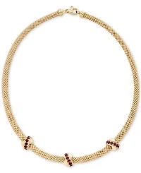 Garnet Crisscross Popcorn 18" Collar Necklace (3/8 ct. t.w.) in 14k Gold-Plated Sterling Silver