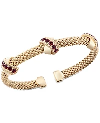 Garnet Crisscross Popcorn Link Cuff Bangle Bracelet (3/8 ct. t.w.) in 14k Gold-Plated Sterling Silver
