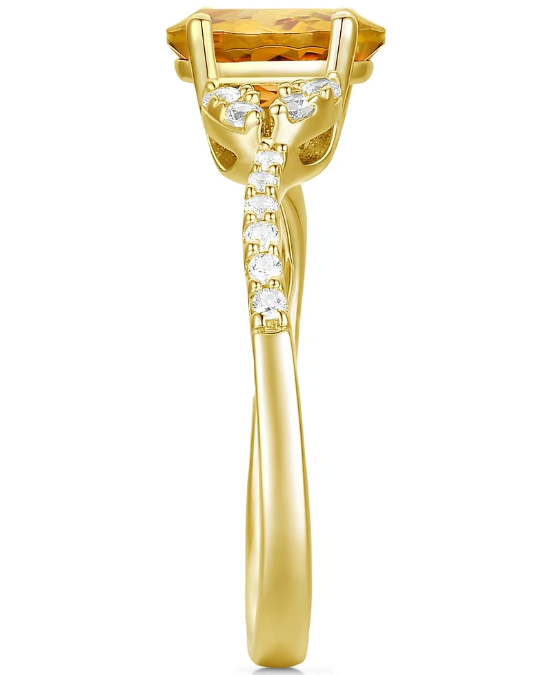 Citrine (1 ct. t.w.) & Lab-Grown White Sapphire (1/4 Ring 14k Gold-Plated Sterling Silver (Also Additional Gemstones)