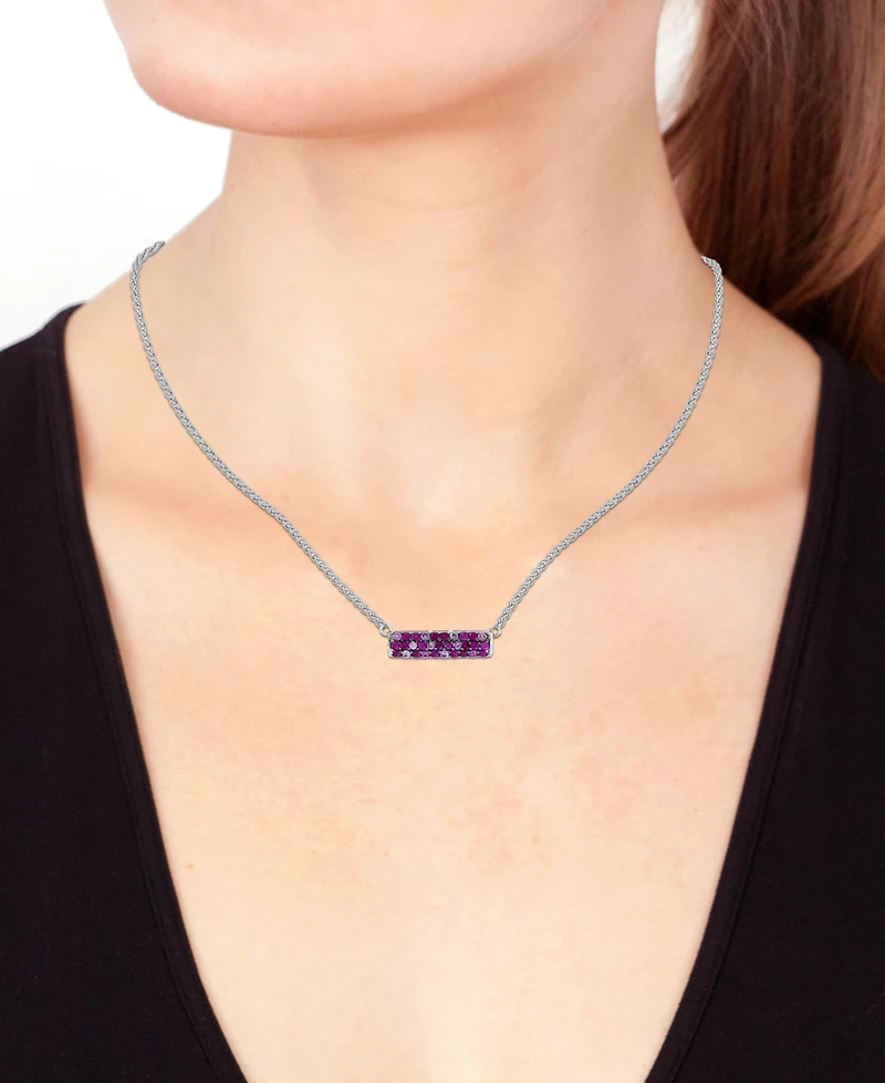Effy Sapphire Bar 16" Pendant Necklace (9/10 ct. t.w.) in Sterling Silver