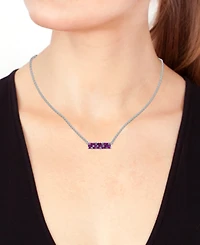 Effy Sapphire Bar 16" Pendant Necklace (9/10 ct. t.w.) in Sterling Silver