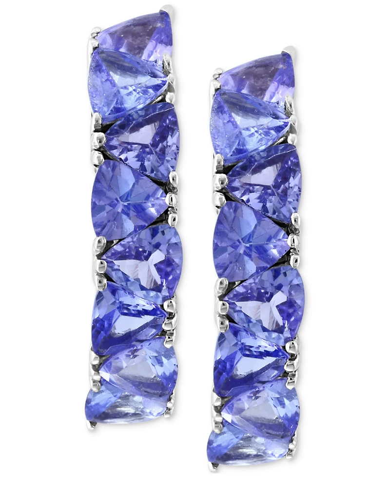 Effy Tanzanite Trillion Small Hoop Earrings (2 ct. t.w.) in Sterling Silver