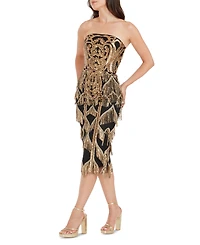 Dress the Population Women's Viviana Sequined Fringe