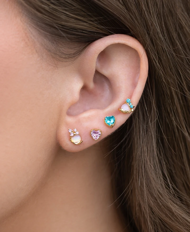 Girls Crew 18k Gold-Plated 4-Pc. Set Mixed Color Crystal Donald & Daisy Duck Single Stud Earrings