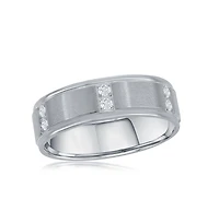Stainless Steel Brushed and Polished Cz Ring