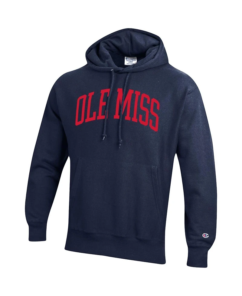 Men's Champion Navy Ole Miss Rebels Team Arch Reverse Weave Pullover Hoodie