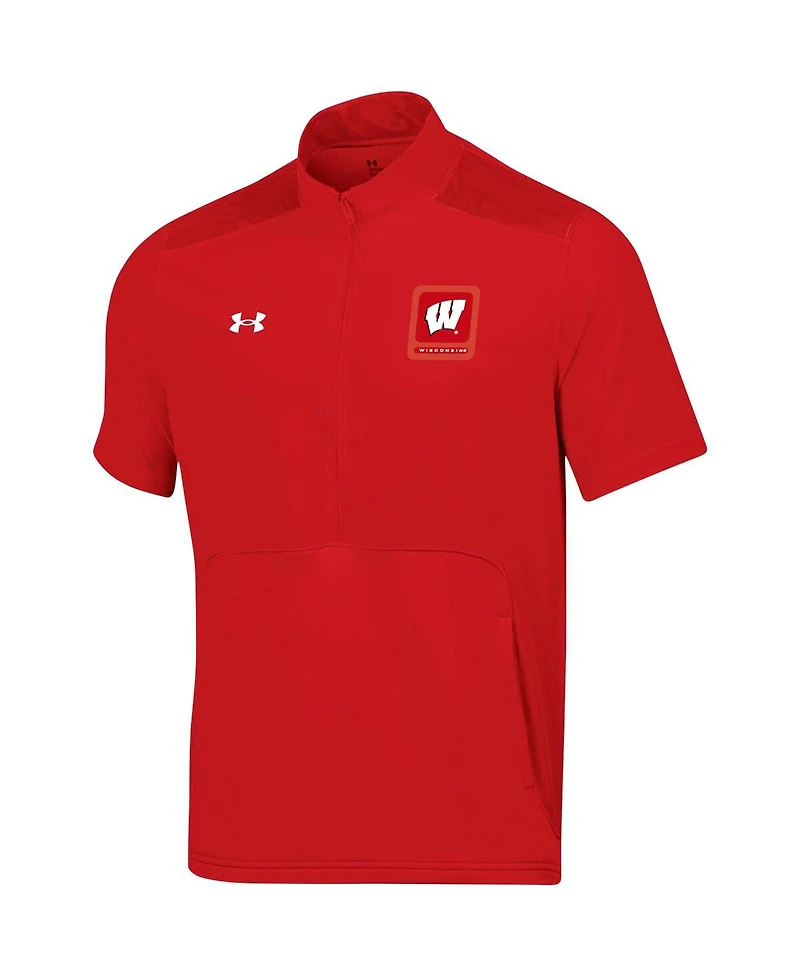 Men's Under Armour Red Wisconsin Badgers Motivate Half-Zip Jacket