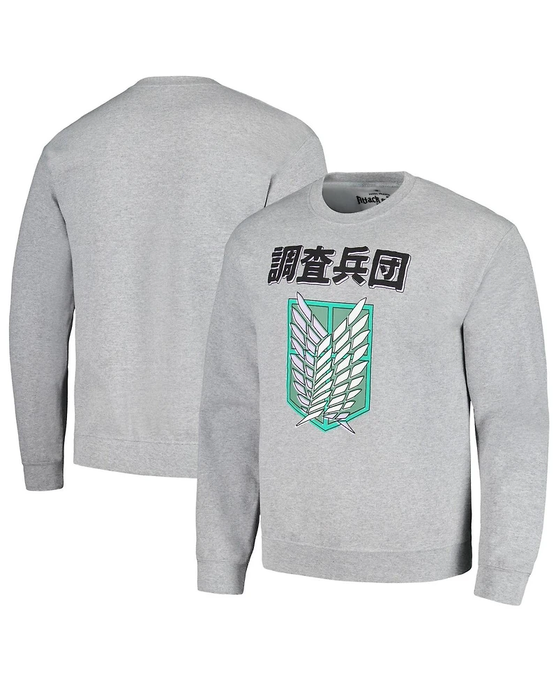 Men's and Women's Ripple Junction Heather Gray Attack on Titan Graphic Fleece Sweatshirt