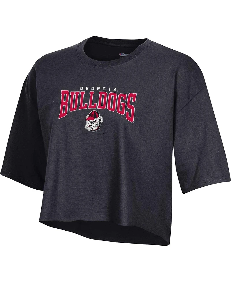 Women's Champion Heather Charcoal Georgia Bulldogs Boyfriend Cropped T-shirt