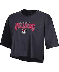 Women's Champion Heather Charcoal Georgia Bulldogs Boyfriend Cropped T-shirt