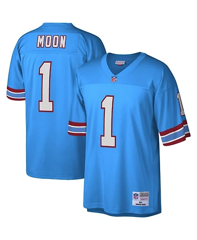 Men's Mitchell & Ness Warren Moon Light Blue Houston Oilers Legacy Replica Jersey