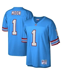 Men's Mitchell & Ness Warren Moon Light Blue Houston Oilers Legacy Replica Jersey