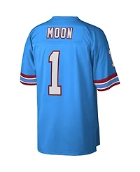 Men's Mitchell & Ness Warren Moon Light Blue Houston Oilers Legacy Replica Jersey
